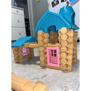 The Original Lincoln Real Wood Logs Buckaroo Barn Building Set 100Pcs -Vintage